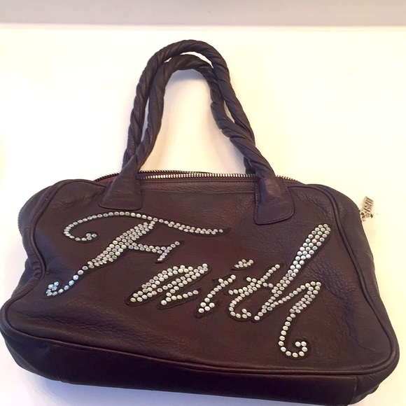 Charm&Luck Handbags - New Charm&Luck Brown“Faith” Crystals Shoulder Bag